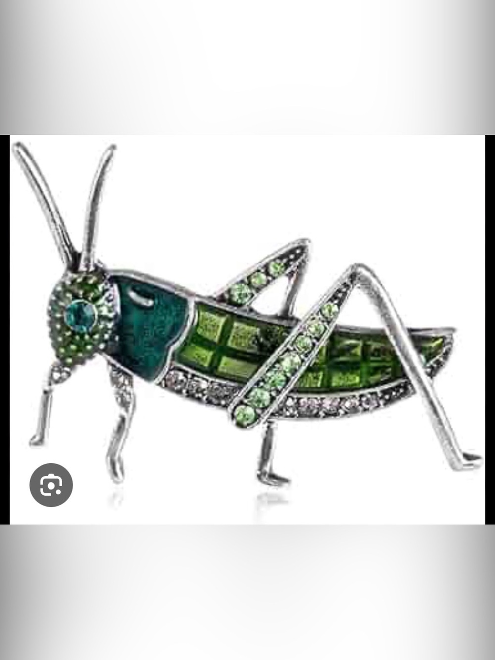 Vintage TT Jewelry Green Crystal Grasshopper Brooch